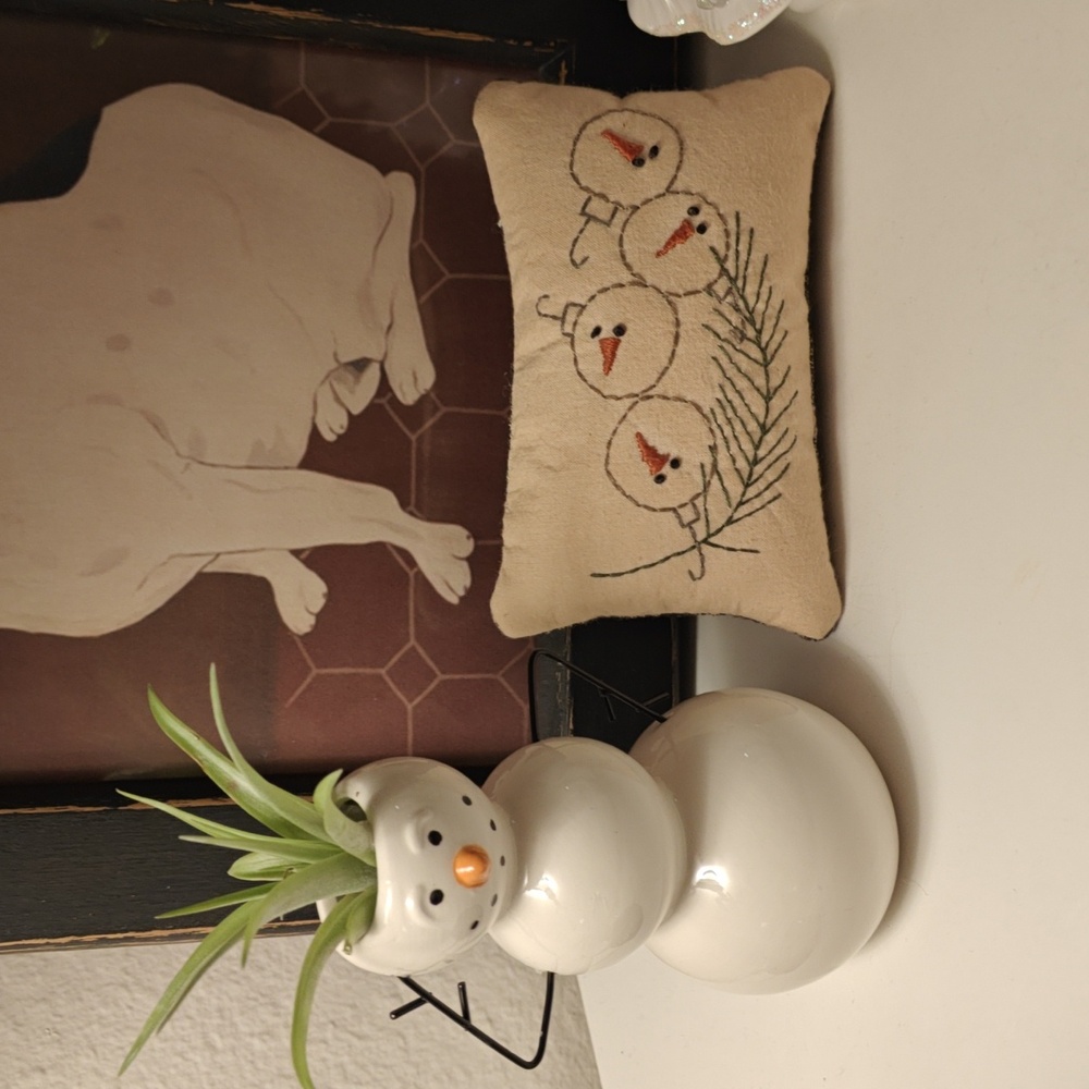 Festive Snowman Holiday Pillow - Tan